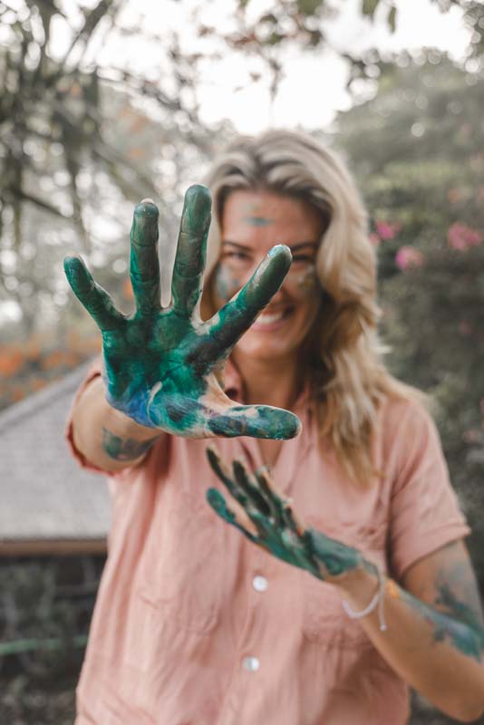 A Creative Unlocking - Online Group Immersion 1 Artist With Green Paint On Hands
