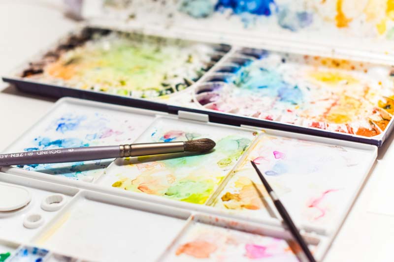 Water Colours And Paint Brush